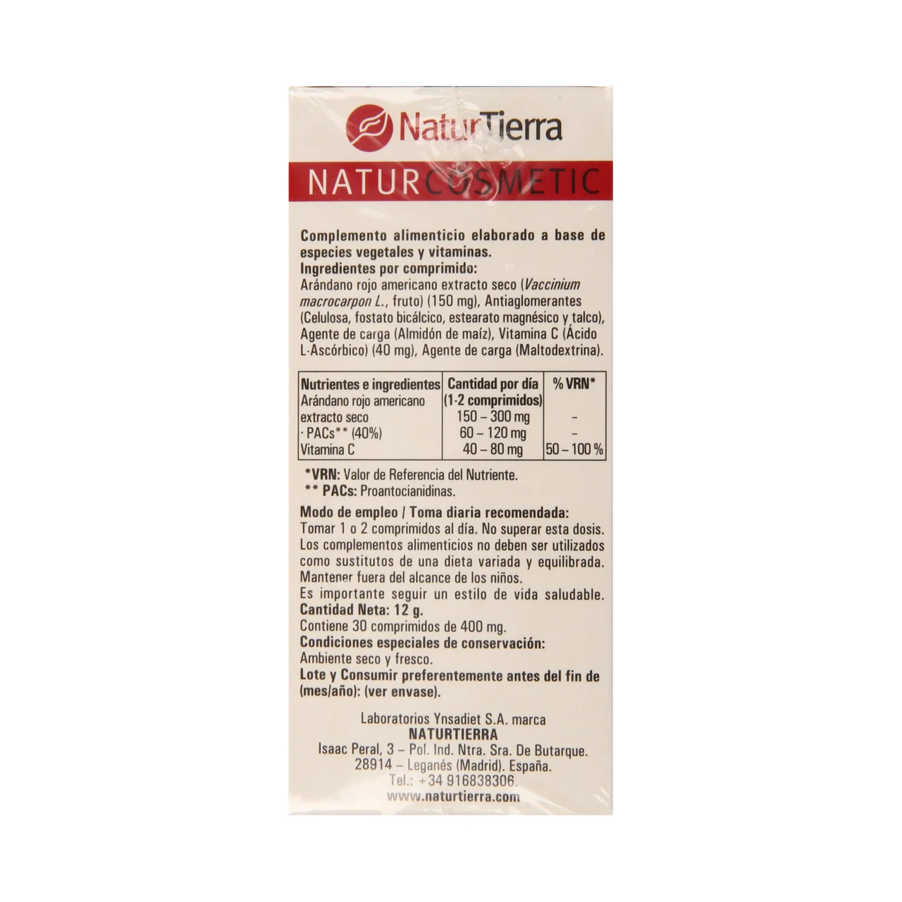 Antiox Complemento alimenticio con arándano rojo y vitamina C 30 comprimidos.