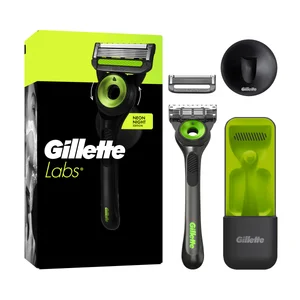 GILLETTE Labs neon ninght Maquinilla de afeitar con cabezal pivotante de 5 hojas + 2 recambios.