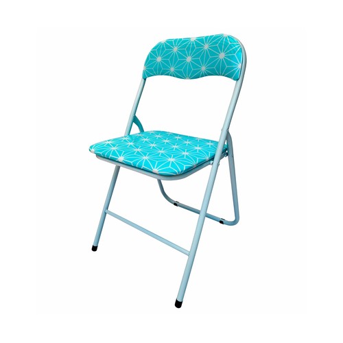 Silla plegable de pvc color azul con tubo blanco, CAMILLO RIGAMONTI