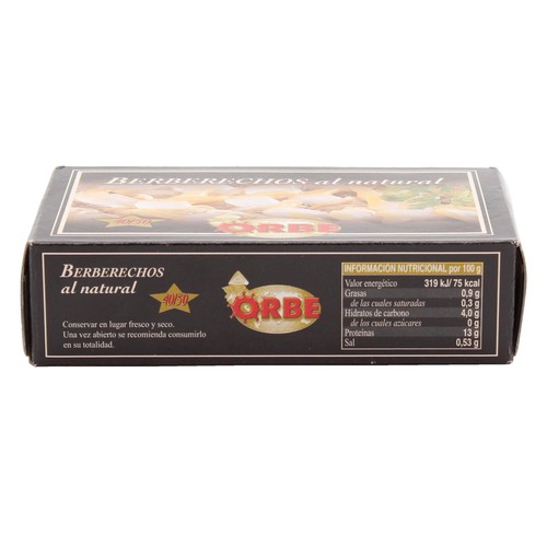 ORBE Berberecho al natural 40.50 piezas lata de 63 g.
