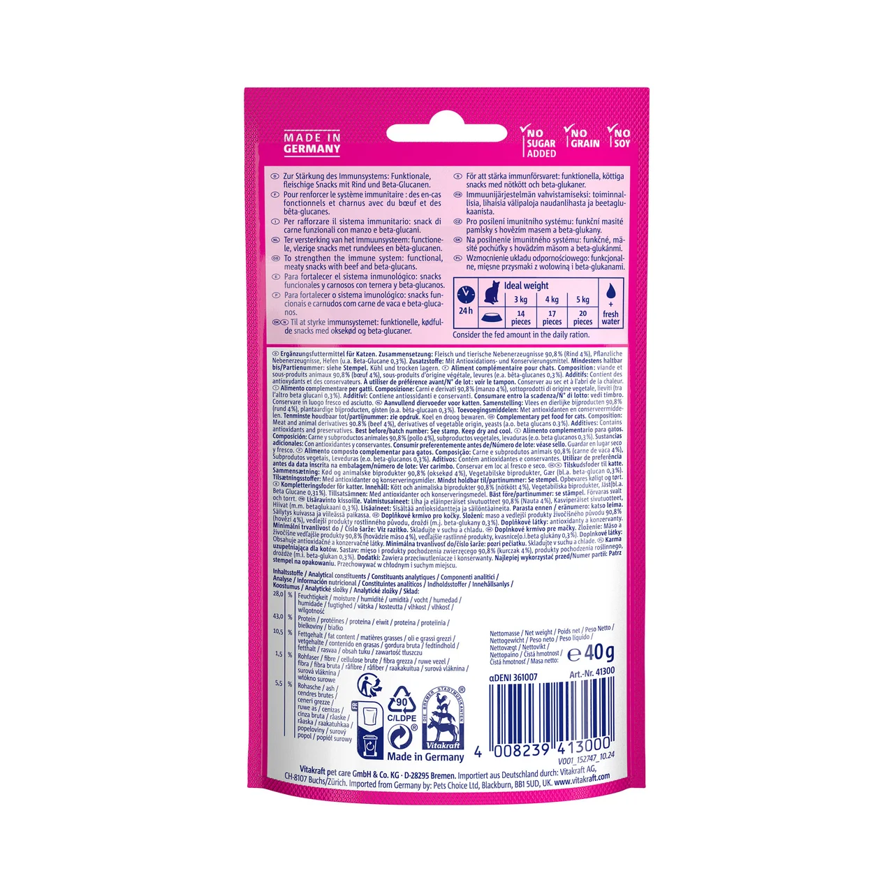 Snack de gato inmune con sabor a ternera 40gr