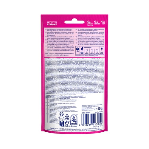 VITA HEARTS Snack de gato inmune con sabor a ternera 40gr