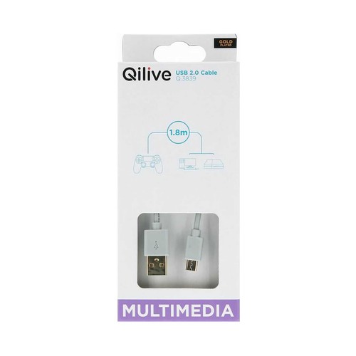 Cable USB a Micro USB, QILIVE, longitud 1,8m.