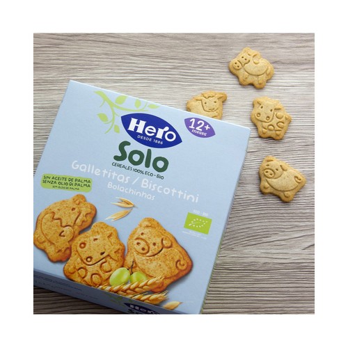 HERO Solo Bio Galletitas con forma de animales, elaboradas con cereales 100% ecológicos, a partir de 12 meses 100 g.