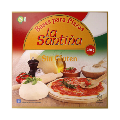 LA SANTIÑA Bases de pizza congeladas y sin gluten 2 x 140 g.