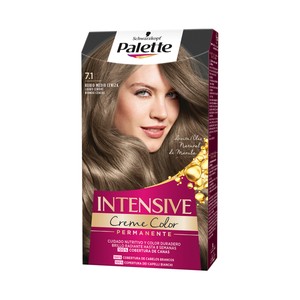 PALETTE Tinte de pelo permanente tono 7.1 rubio medio ceniza PALETTE Intensive creme color de Schwarzkopf.