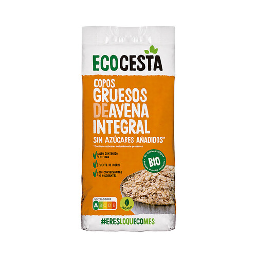 ECOCESTA Copos gruesos de avena integral, de origen ecológico y sin azúcares añadidos 500 g.