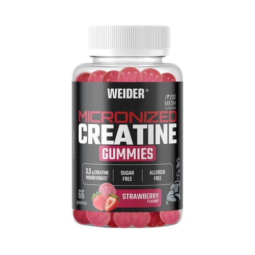 WEIDER Creatina micronizada en gominolas sin azúcar, con sabor fresa 66 uds.