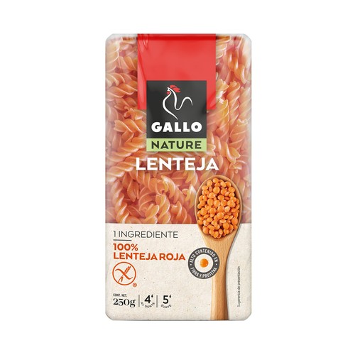 GALLO NATURE Pasta hélices de lentejas 250 g.