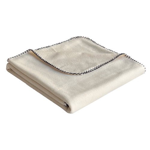 Plaid polar pespuntes de 200gm, color blanco, ALCAMPO.
