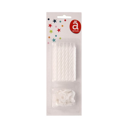 Pack de 12 velas blancas de tamaño grande, ACTUEL.