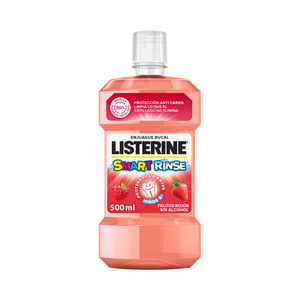 LISTERINE Enjuague bucal pra niños de + de 6 años, con sabor a frutos rojos LISTERINE Smart rinse 500 ml.