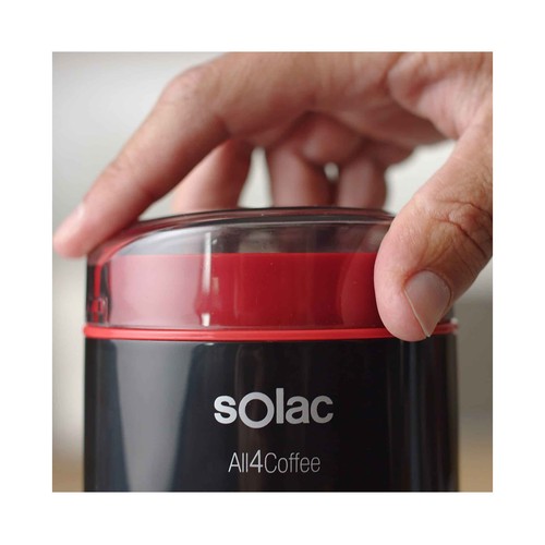 Molinillo de café SOLAC All4Coffee MC6253, 150W, cuchillas acero inoxidable, tapa translúcida.