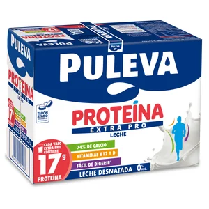 PULEVA Proteína extra pro Leche de vaca desnatada, sin lactosa, con un alto contenido en proteínas 6 x 1 l.