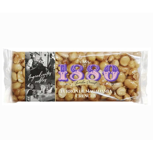 1880 Turron con macadamia y almendras crujientes 230gr