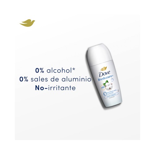 DOVE Fresh care + Desodorante roll on para mujer sin sales de alumino 50 ml.