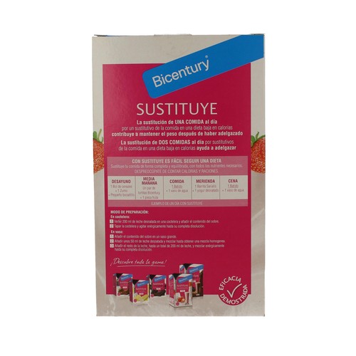 BICENTURY Batido con sabor a yogur con fresas Sustituye de BICENTURY 225 g.