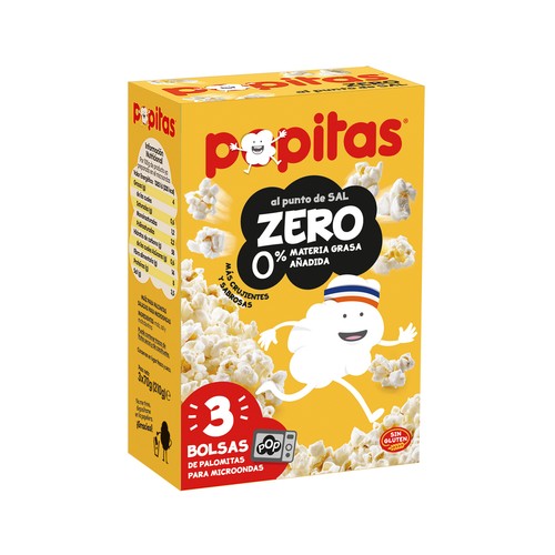 POPITAS Palomitas maíz al punto de sal de Borges paquete de 70 g. pack 3 unidades