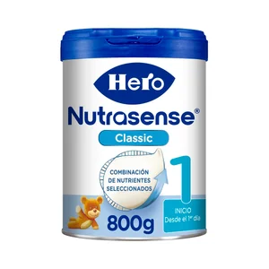 HERO Nutrasense classic 1 Preparado lácteo infantil (leche inicio), desde el primer día 800 g.