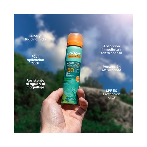 BABARIA Adventure Bruma facial y corporal protectora con FPS 50 (muy alto) 75 ml.