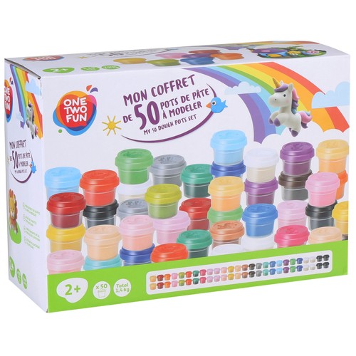 Set de 50 Botes de Colores de Pasta para modelar Doh +2 Años ONE, TWO FUN
