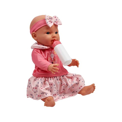 Muñeco Bebe 43 Cm Come y Hace Pipi Azul ONE TWO FUN ALCAMPO