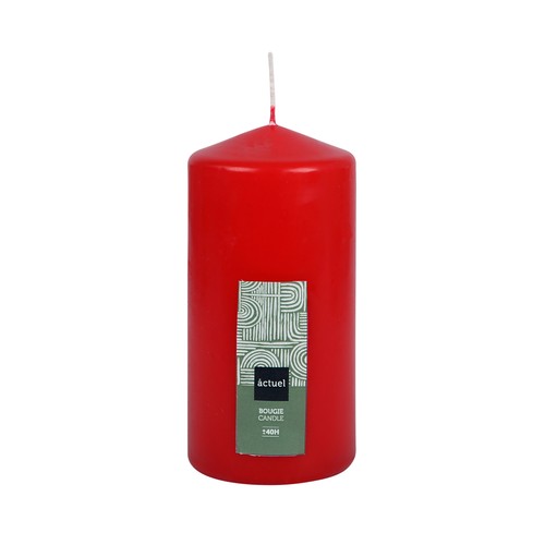 Vela sin perfume color rojo 13,5 cm ACTUEL.