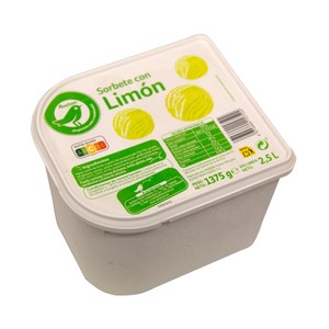 PRODUCTO ECONÓMICO ALCAMPO Tarrina de sorbete con limón PRODUCTO ECONÓMICO ALCAMPO 2.5 l.