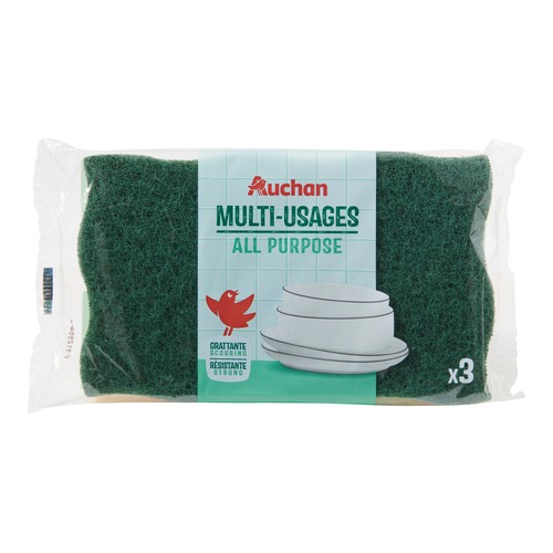 PRODUCTO ALCAMPO Estropajo de fibra verde con esponja 3 uds.
