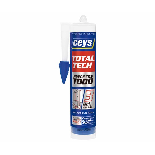 Adhesivo sellador, transparente CEYS Total Tech, 290ml.