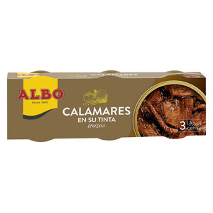 ALBO Calamares en su tinta en trozos ALBO lata pack de 3 uds x 50 g.