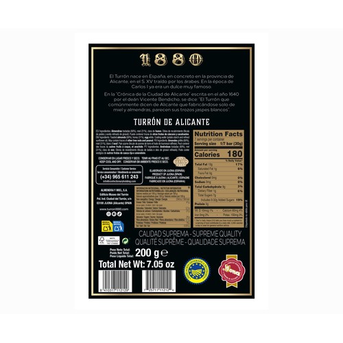 1880 Turrón de Alicante edición 300 aniversario 220 g.