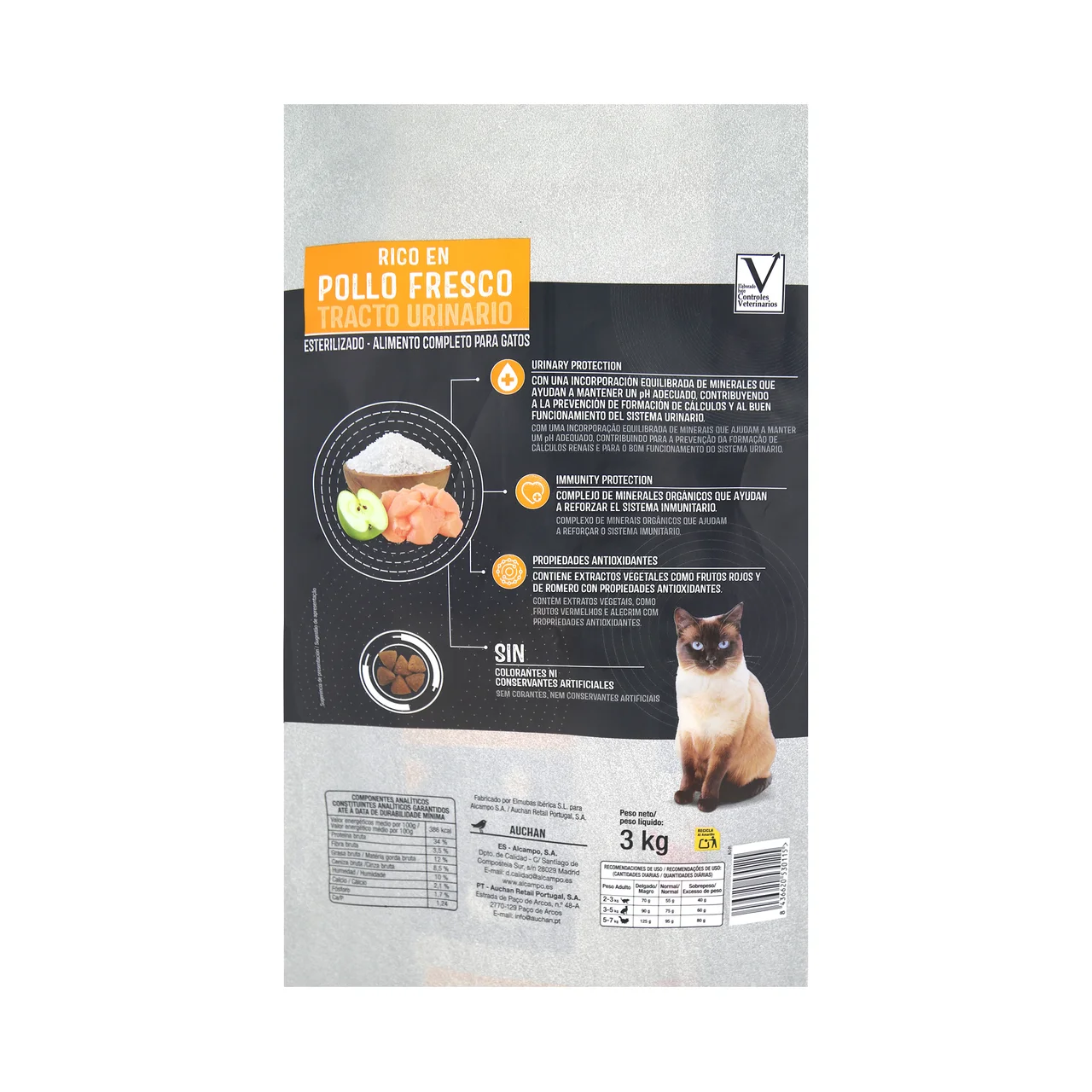 PRODUCTO ALCAMPO Alimento de gato seco tracto urinario esterilizado 3 kg.