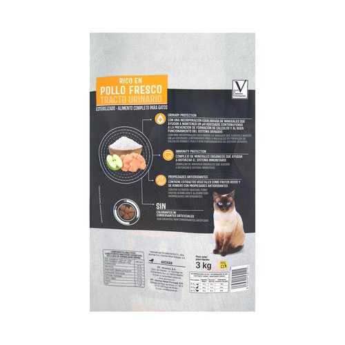PRODUCTO ALCAMPO Alimento de gato seco tracto urinario esterilizado 3 kg.