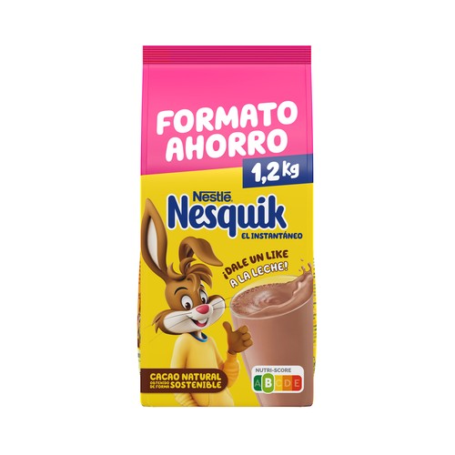 Cacao en polvo NESQUIK de NESTLÉ bolsa de 1,2 kg.
