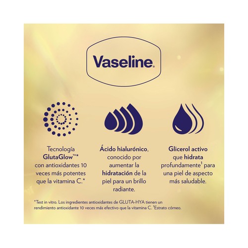 VASELINE Gluta-hya Sérum corporal antimanchas, para una piel luminosa y uniforme 200 ml.