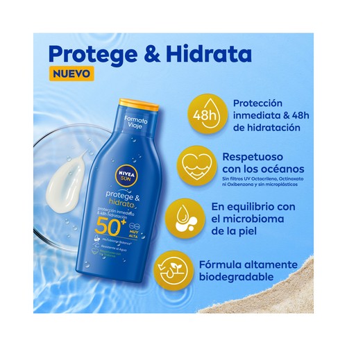 NIVEA Sun protege & hidrata Protector solar hidratante en crema con FPS 50+ (muy alto) 100 ml.