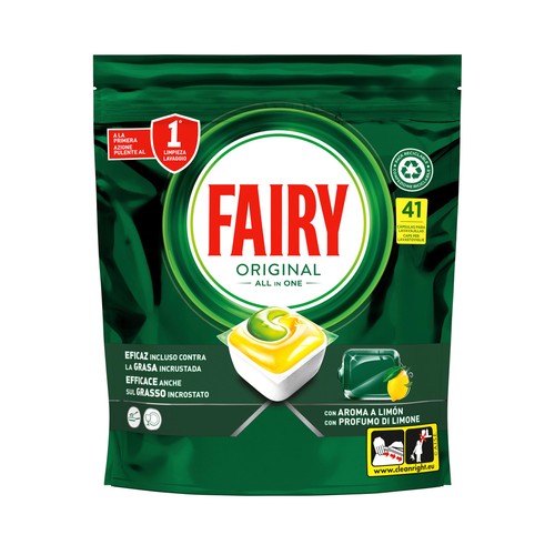 FAIRY Original Detergente todo en uno para lavavajillas en cápsulas, con aroma a limón 41 uds.