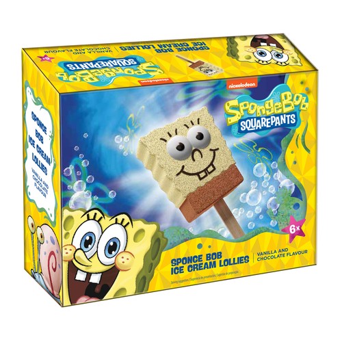 BOB ESPONJA Polos de helado de vainilla y chocolate 6 x 60 ml.