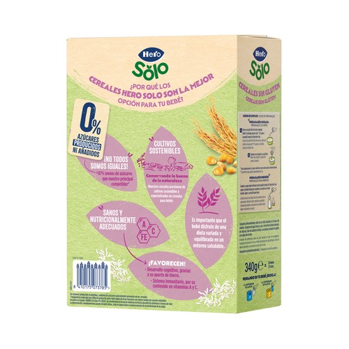 HERO Solo Papilla de cereales sin gluten, a partir de 4 meses 340 g.