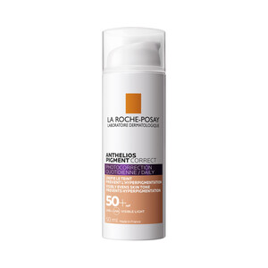 LA ROCHE POSAY Crema solar protectora con tono, antimanchas y unificadora del tono con FPS 50+ (muy alto) LA ROCHE POSAY Anthelios pigment correct 50 ml.