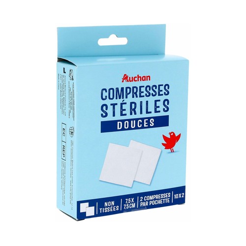 PRODUCTO ALCAMPO Compresas estériles suaves y no tejidas de 7.5 x 7.5 cm 20 uds.