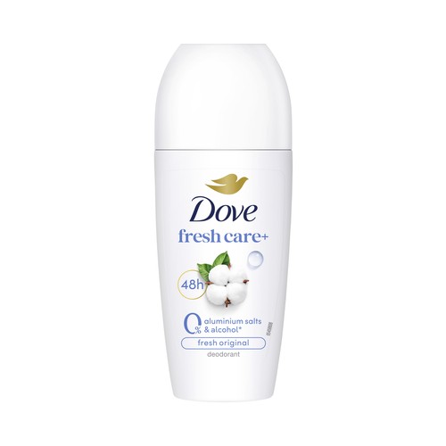DOVE Fresh care + Desodorante roll on para mujer sin sales de alumino 50 ml.