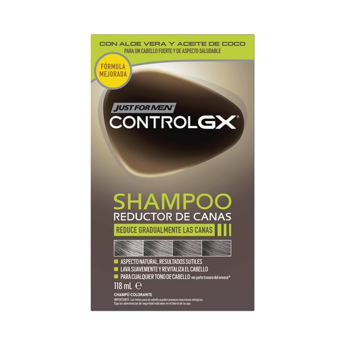 JUST FOR MEN Control gx Champú colorante, reductor de canas 118 ml.