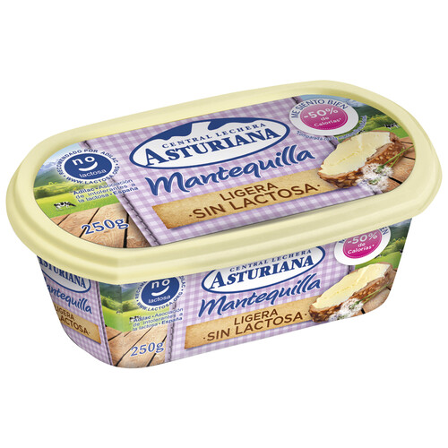 CENTRAL LECHERA ASTURIANA Tarrina de mantequilla ligera sin lactosa CENTRAL LECHERA ASTURIANA 250 g.