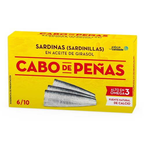 Sardinillas en aceite de girasol CABO DE PEÑAS lata de 60 g.