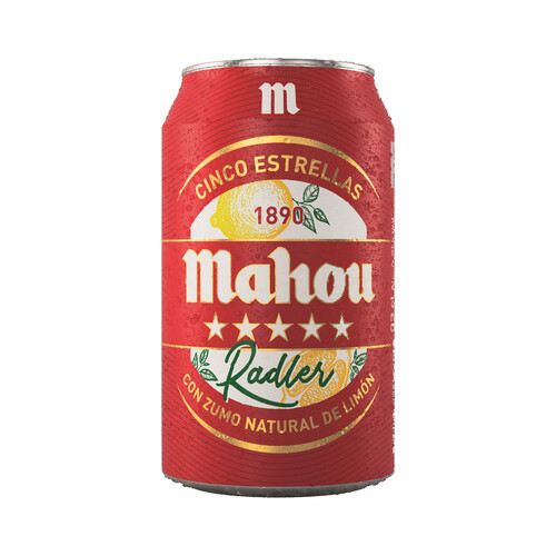 MAHOU RADLER Cerveza con zumo natural de limón lata 33 cl.