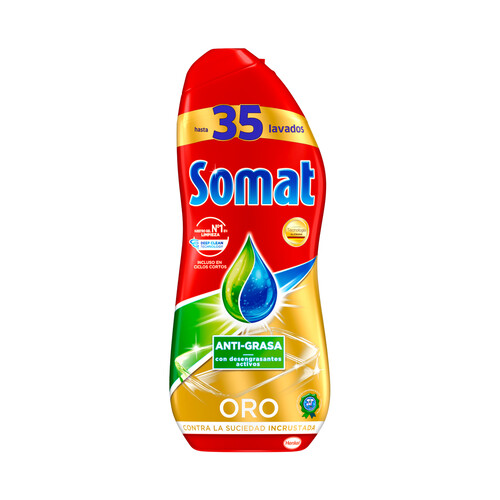 SOMAT Detergente lavavajillas máquina gel anti grasa SOMAT 35 ds. 630 ml.