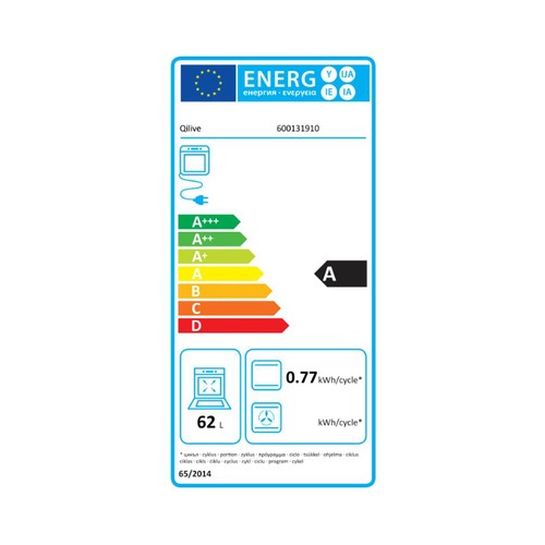 Horno convencional QILIVE Q-6910, capacidad: 70 Litros, A: 59,5cm, H: 59,5cm, F: 56,5cm.