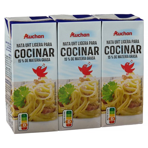 AUCHAN Nata para cocinar 3 x 200 ml Producto Alcampo.